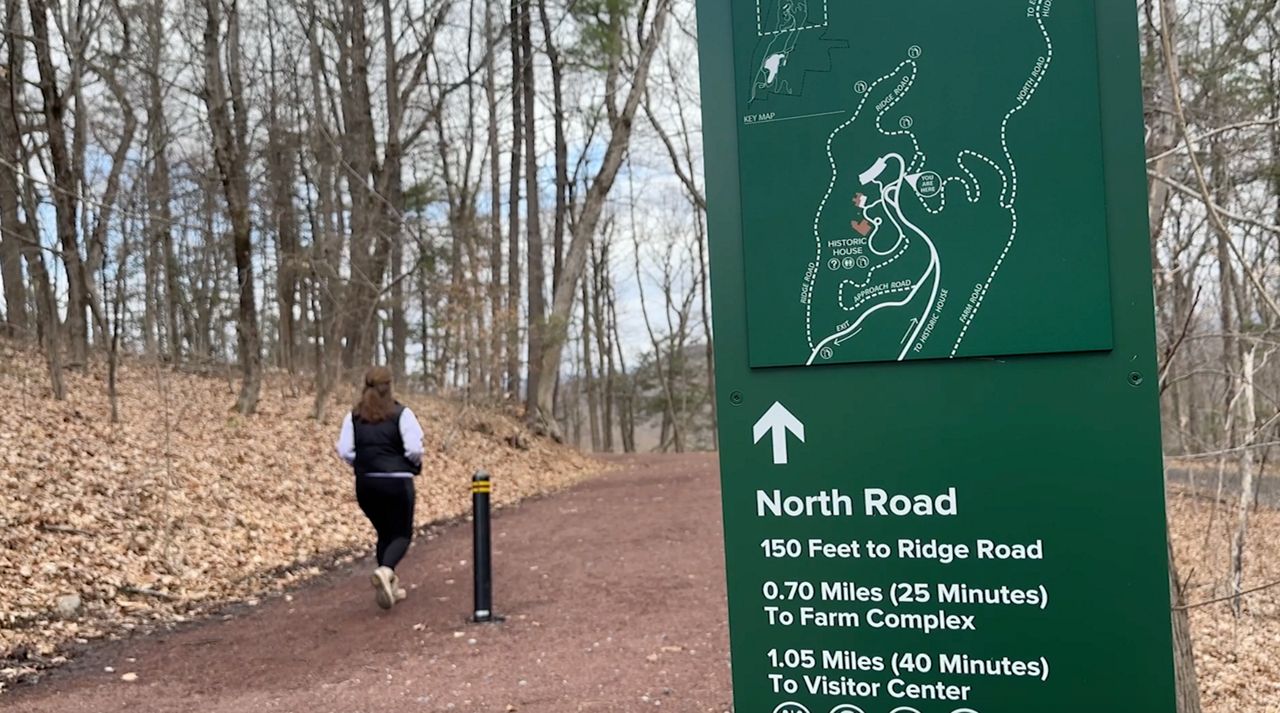 Woman walking on trail 