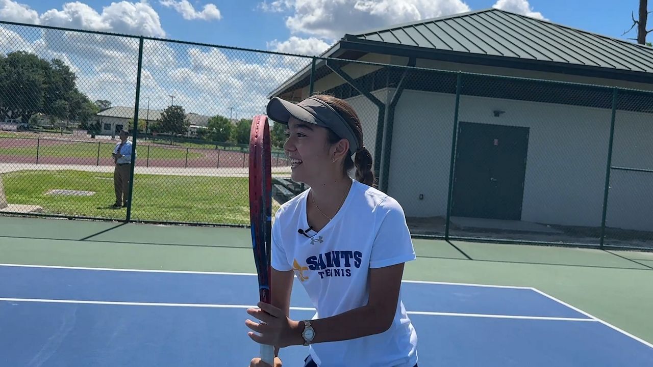 Trinity Prep senior Laziza Talipova practicing on her home court. 