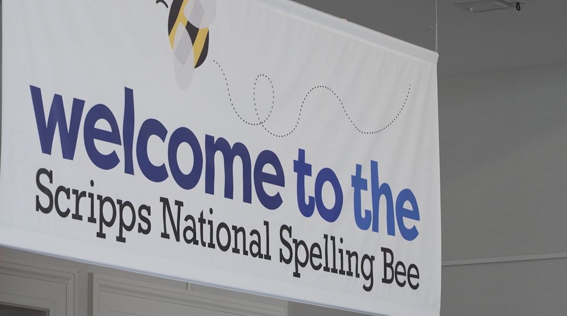 Scripps National Spelling Bee signage in National Harbor, Maryland. May 27, 2025. (Spectrum News)