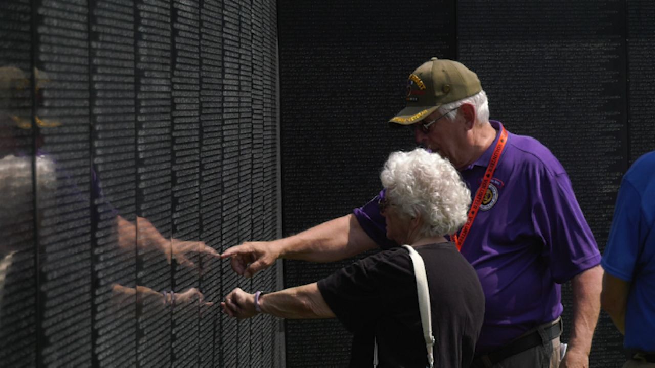 The Wall That Heals, a traveling three-quarter scale replica of the Vietnam Veterans Memorial in Washington, D.C. displayed in Troy, New York.