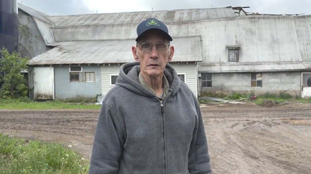 A roof collapsed at Pedersen Family Dairy Farms this past winter under the weight of several feet of snow. Many cows died from the collapse. (Melissa Krull/Spectrum News)