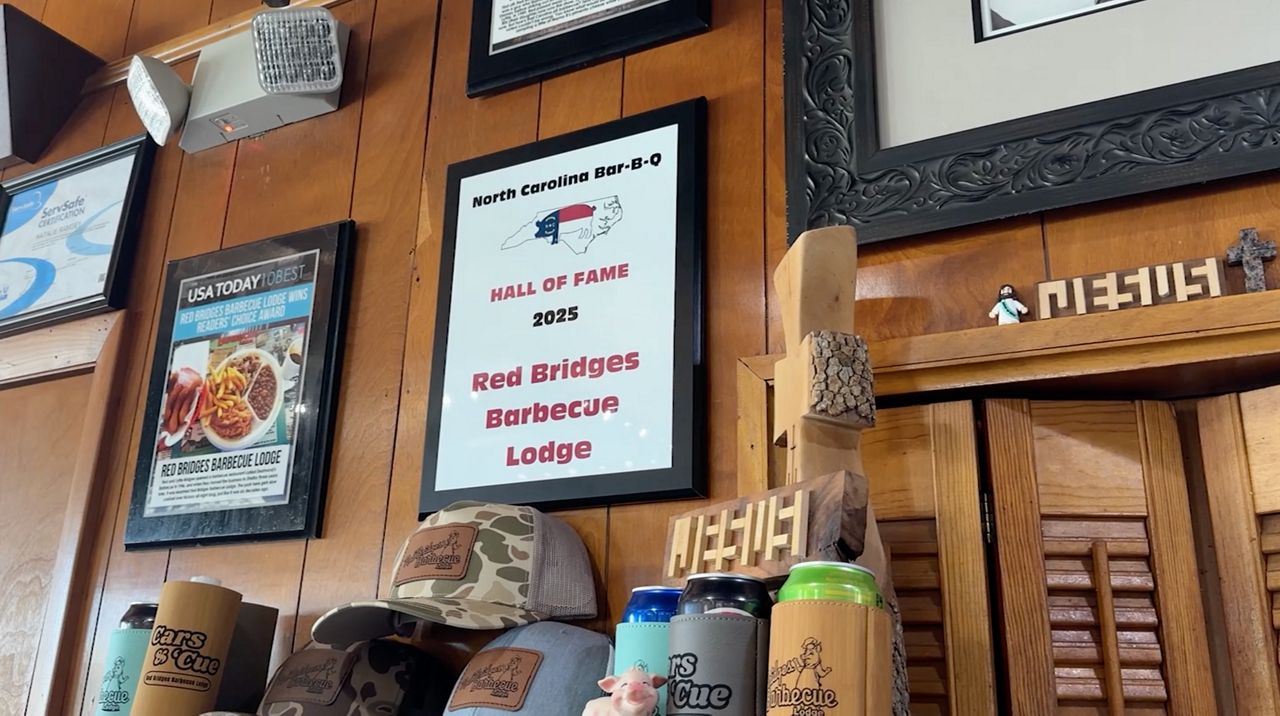 The Red Bridges Barbecue Lodge in Shelby was one of three restaurants added this year to the North Carolina Barbecue Hall of Fame. (Spectrum News 1/Courtney Davis)