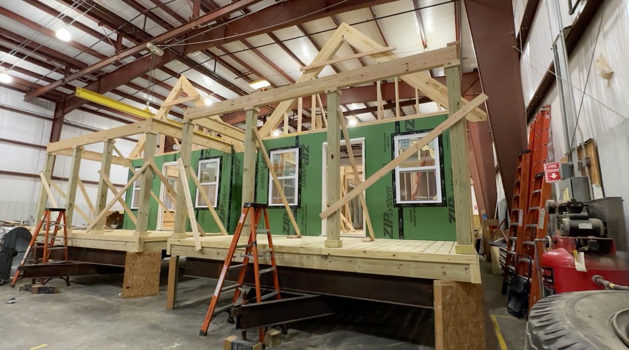 Mountain Heritage High School carpentry students build homes in cooperation with the nonprofit Rebuilding Hollers. (Spectrum News 1/Courtney Davis) 
