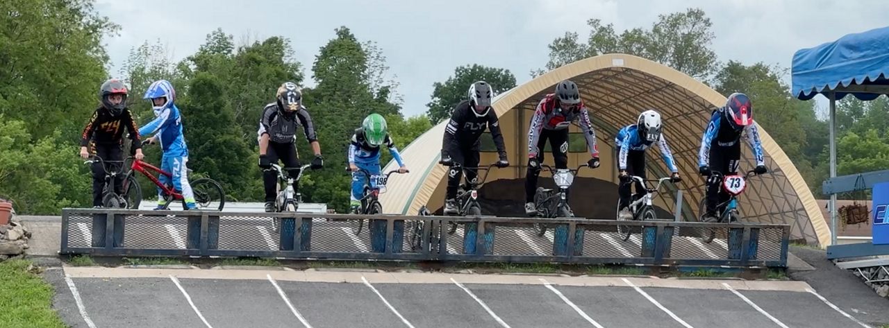 BMX racers at the starting line