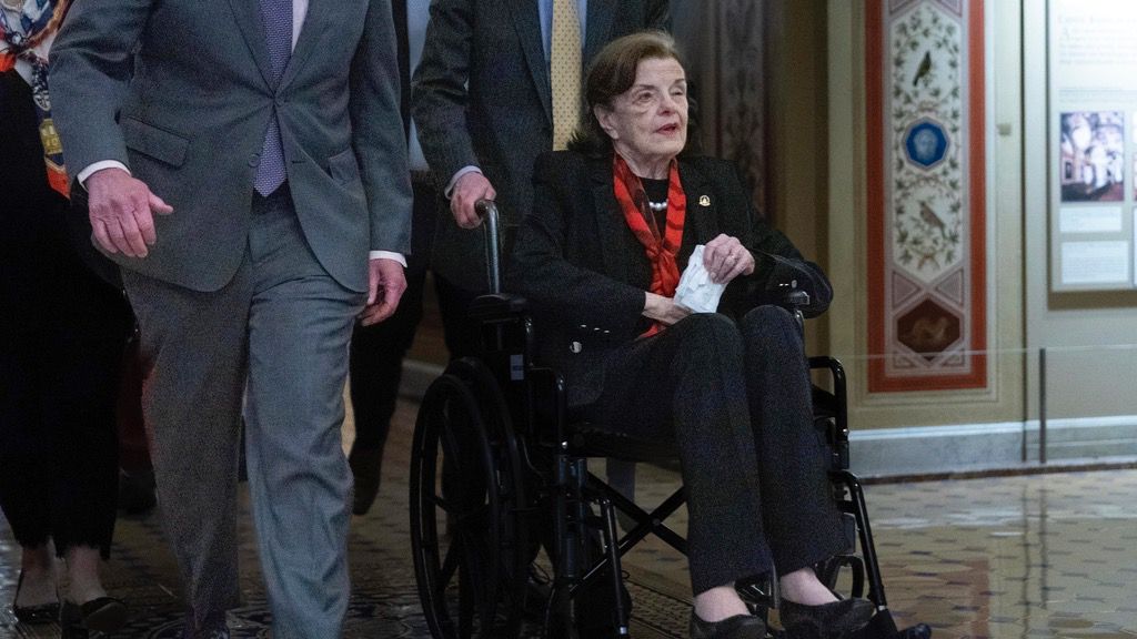 Sen. Dianne Feinstein, D-Calif., arrives at the U.S. Capitol on Wednesday, May 10, 2023, in Washington. (AP Photo/Jose Luis Magana)