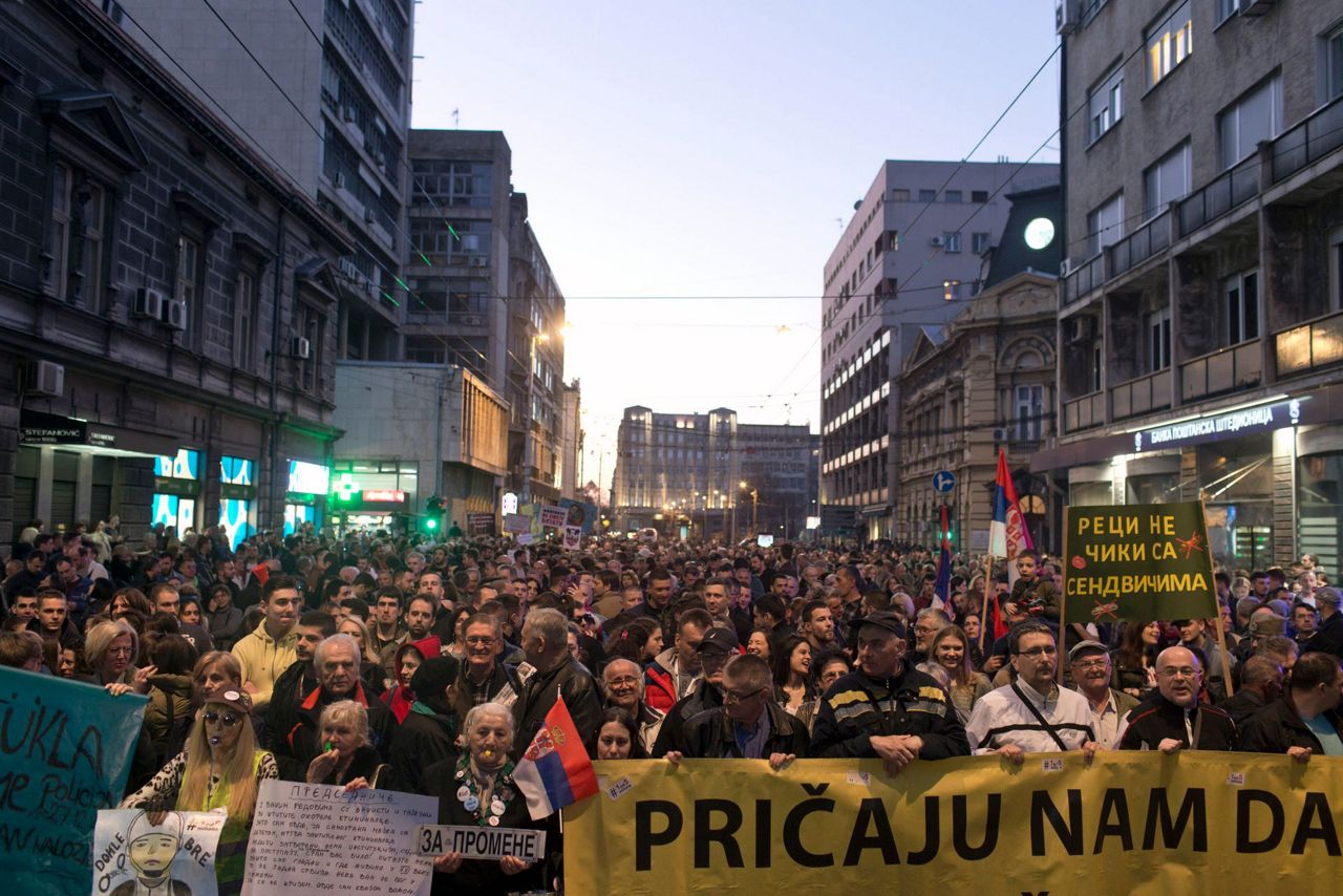 Thousands Rally Against Leaders In Serbia, Montenegro