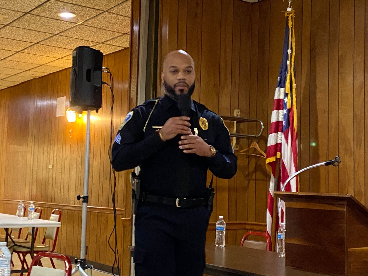 Sgt. Michael Murphy Jr., a 16-year veteran of the Akron police force, is the city's point person for protest groups. (Spectrum News 1/Jennifer Conn)