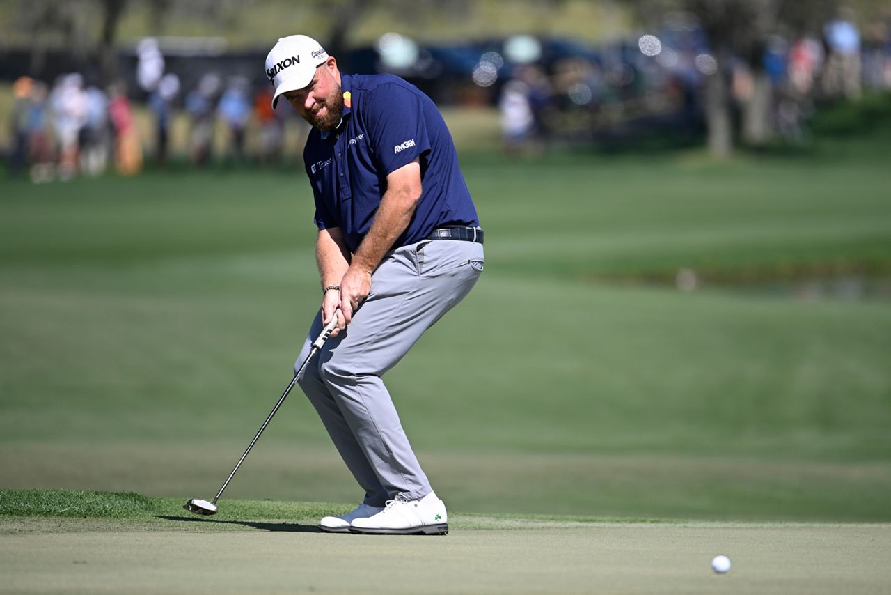 Shane Lowry, of Ireland, reacts after missing a putt on the sixth green during the second round of the Arnold Palmer Invitational at Bay Hill golf tournament, Friday, March 7, 2025, in Orlando, Fla. (AP Photo/Phelan M. Ebenhack)