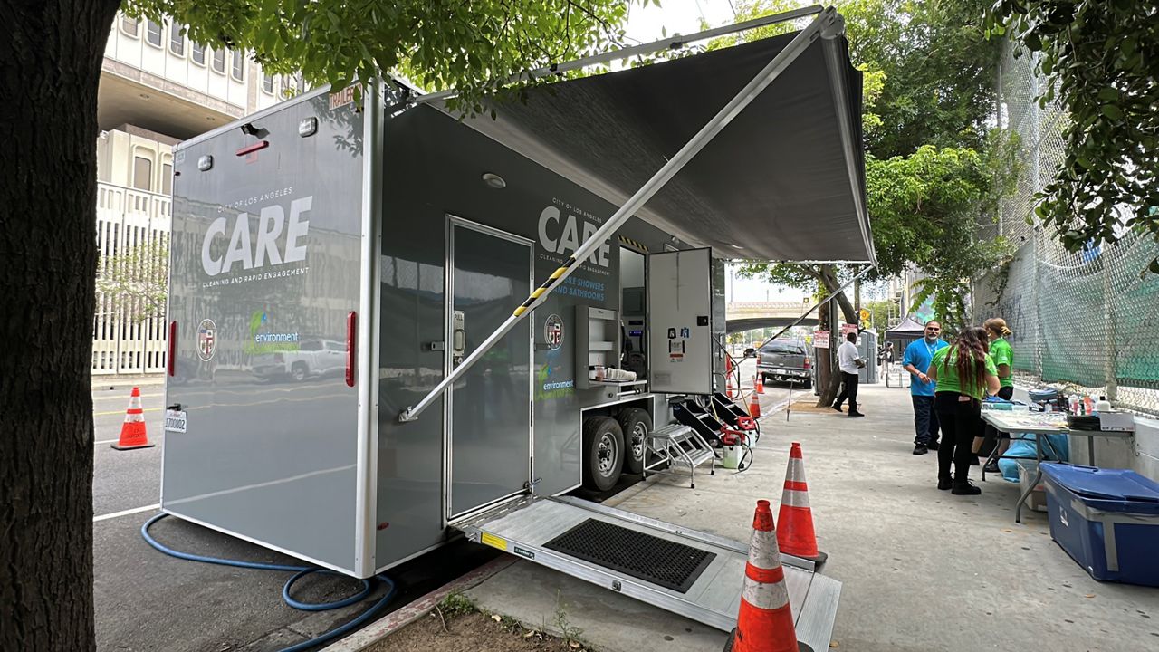 Mobile shower units around the City of Los Angeles. 
