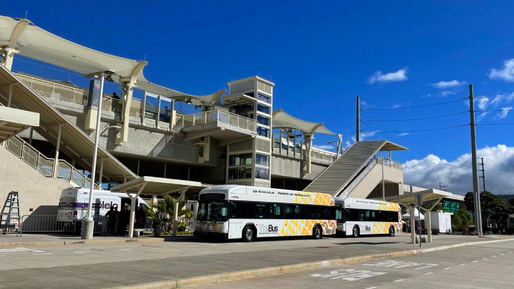 June 30 was the opening day of Honolulu's Skyline at the Halawa (Aloha Stadium) Station. (Spectrum News/Lianne Bidal Thompson)