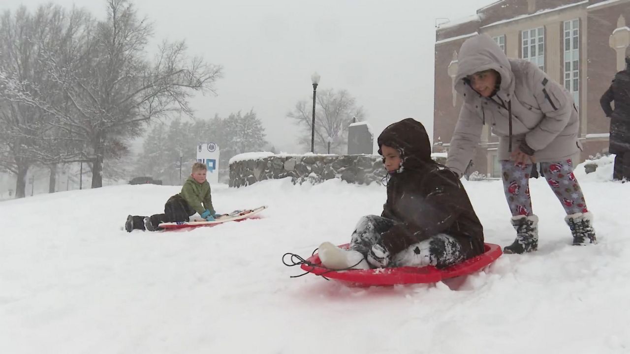 Enjoying The First Snowfall Of The Year   Sledding Worcester MA 010824