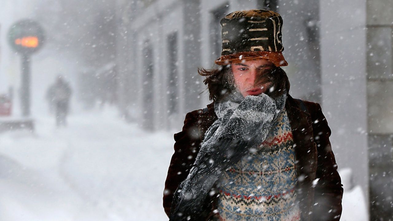 Man in cold and snow