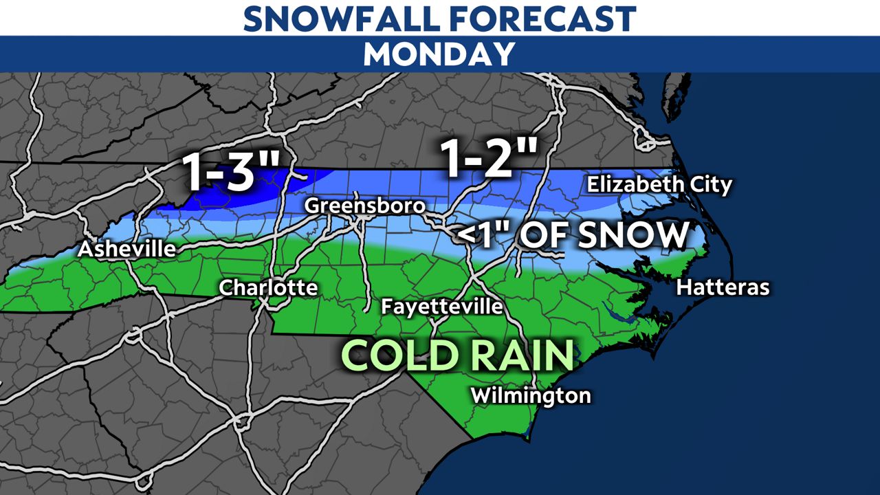 Wintry Weather in North Carolina Monday