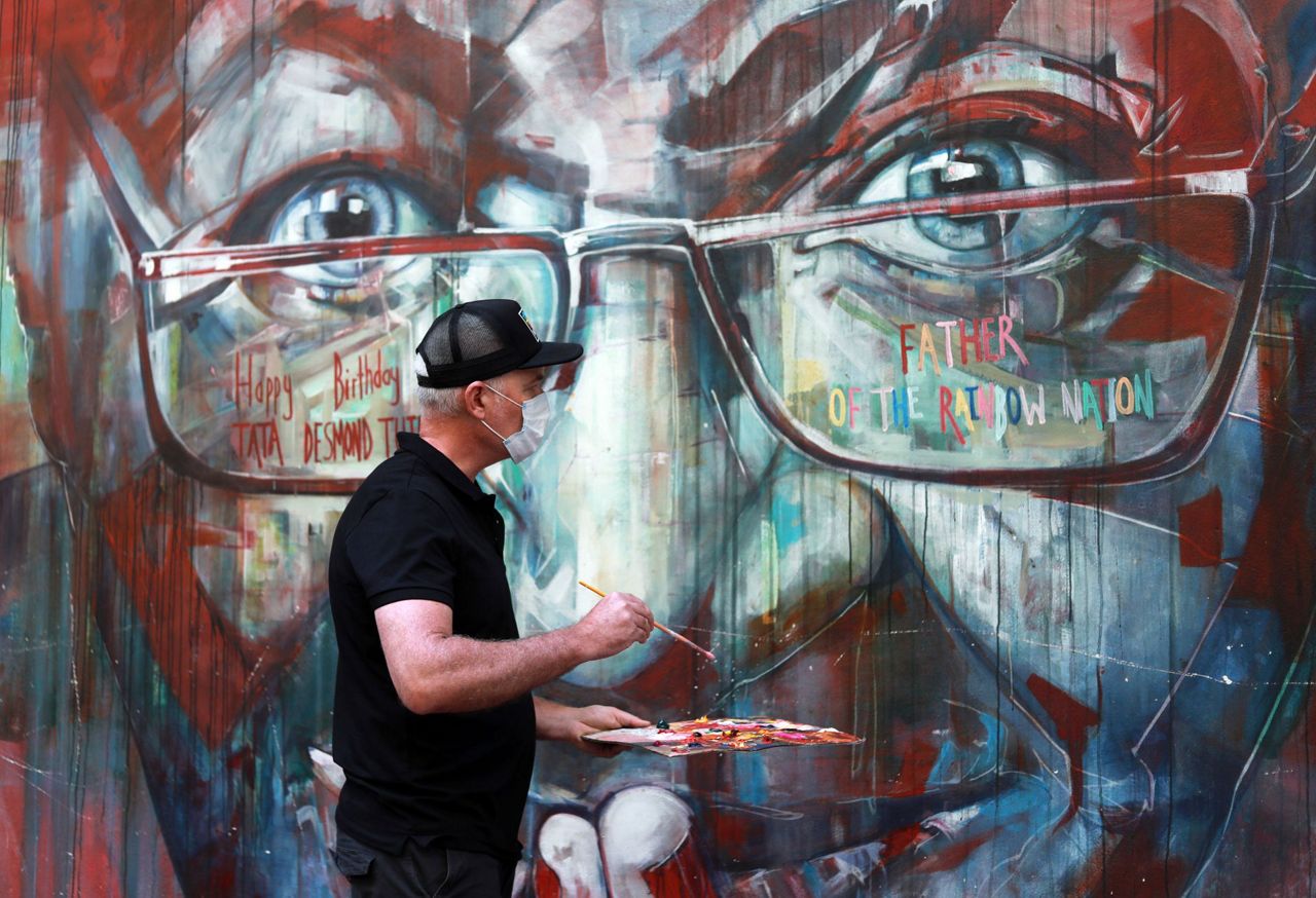 Mural of South Africa's Desmond Tutu is fixed for his 90th - Vimarsana News