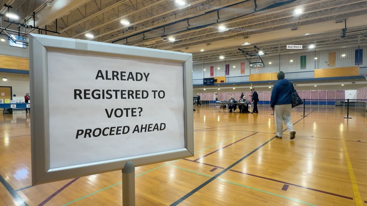 Polls opened at 7 a.m. at South Portland Community Center, the largest polling location in the city. Voters will weigh in statewide on the presidential primary, and on local races as well. (Spectrum News/Sean Murphy)