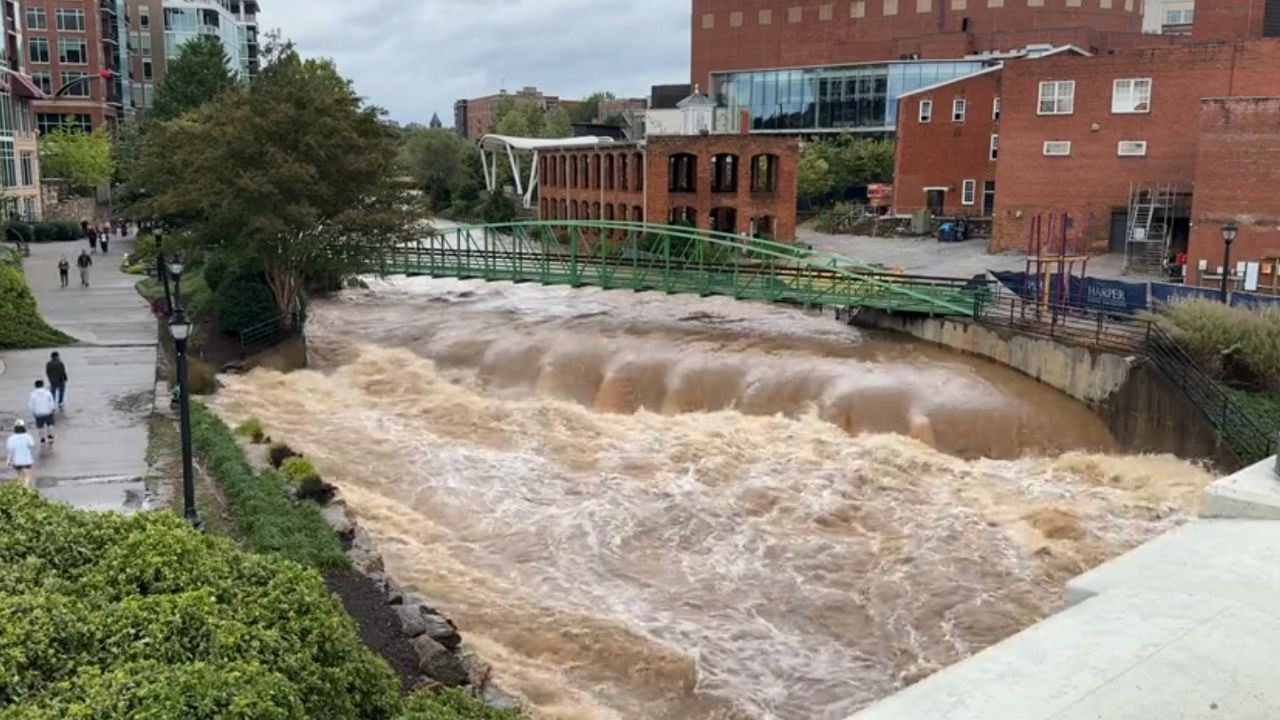 High water flowing as a result of Helene