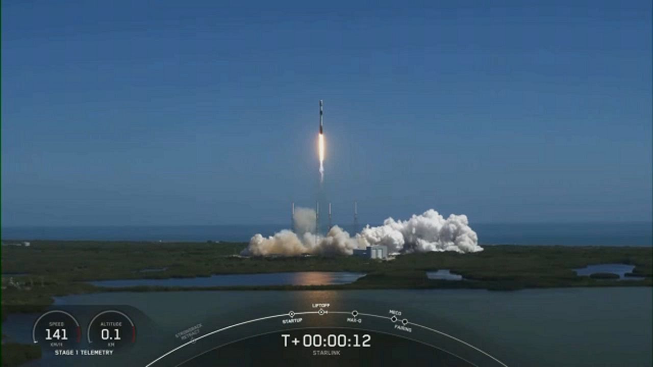 SpaceX’s Falcon 9 rocket sent up 56 Starlink satellites from Cape Canaveral Space Force Station’s Space Launch Complex 40 on Friday. (SpaceX)