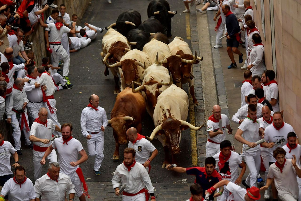 2 runners gored racing with bulls at Pamplona's festival