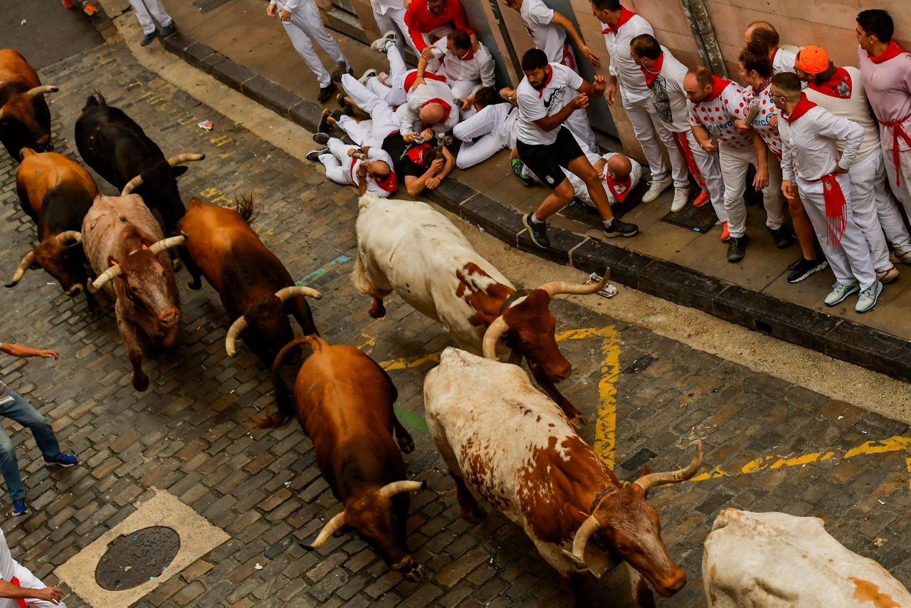 Thousands take part in first running of the bulls in Spain's San Fermin ...