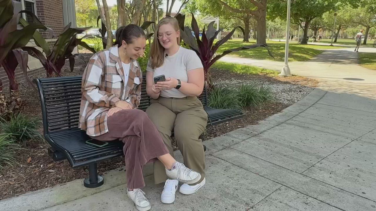 Ella Pfeifer, right, with firend recalling fun times at UCF
