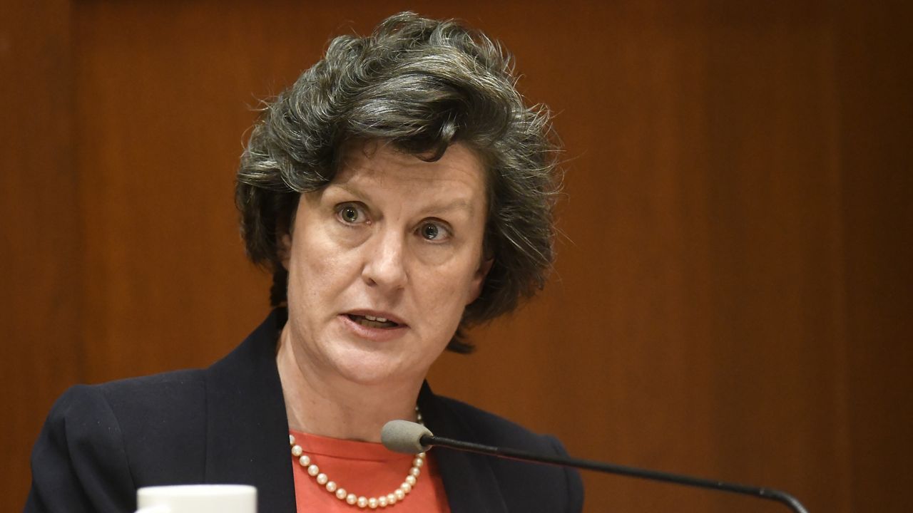 Independent Party gubernatorial candidate Stephanie Miner, takes part in a gubernatorial debate sponsored by the League of Women Voters at The College of Saint Rose Thursday, Nov. 1, 2018, in Albany, N.Y. (AP Photo/Hans Pennink)