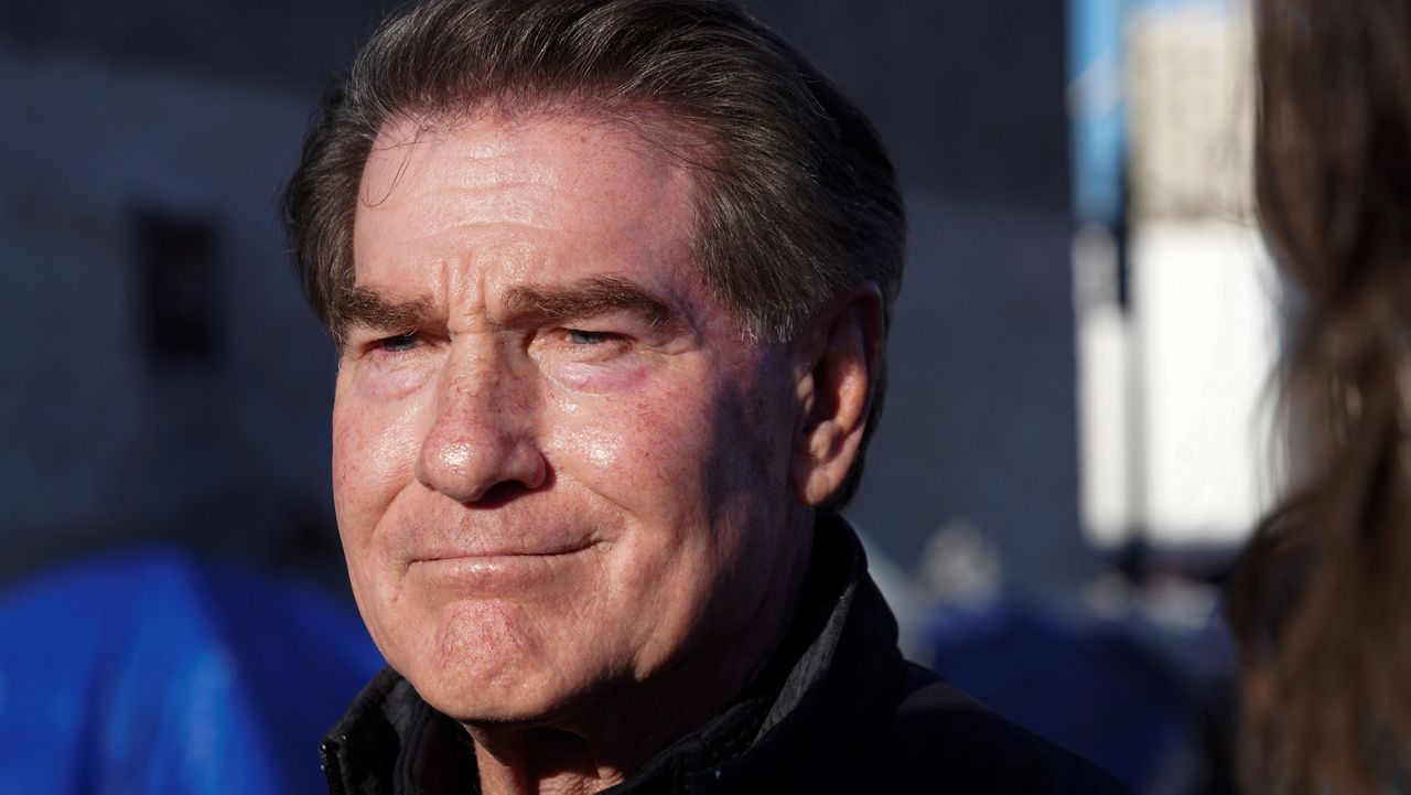 Former baseball player Steve Garvey talks to reporters during a visit to the Skid Row area of Los Angeles on Jan. 11, 2024. (AP Photo/Richard Vogel, File)