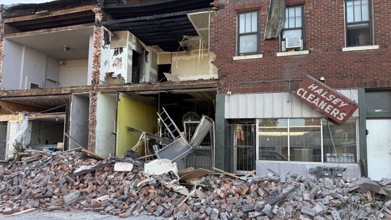 Possible tornado damage in St. Louis City on May 16, 2025. (Spectrum News)