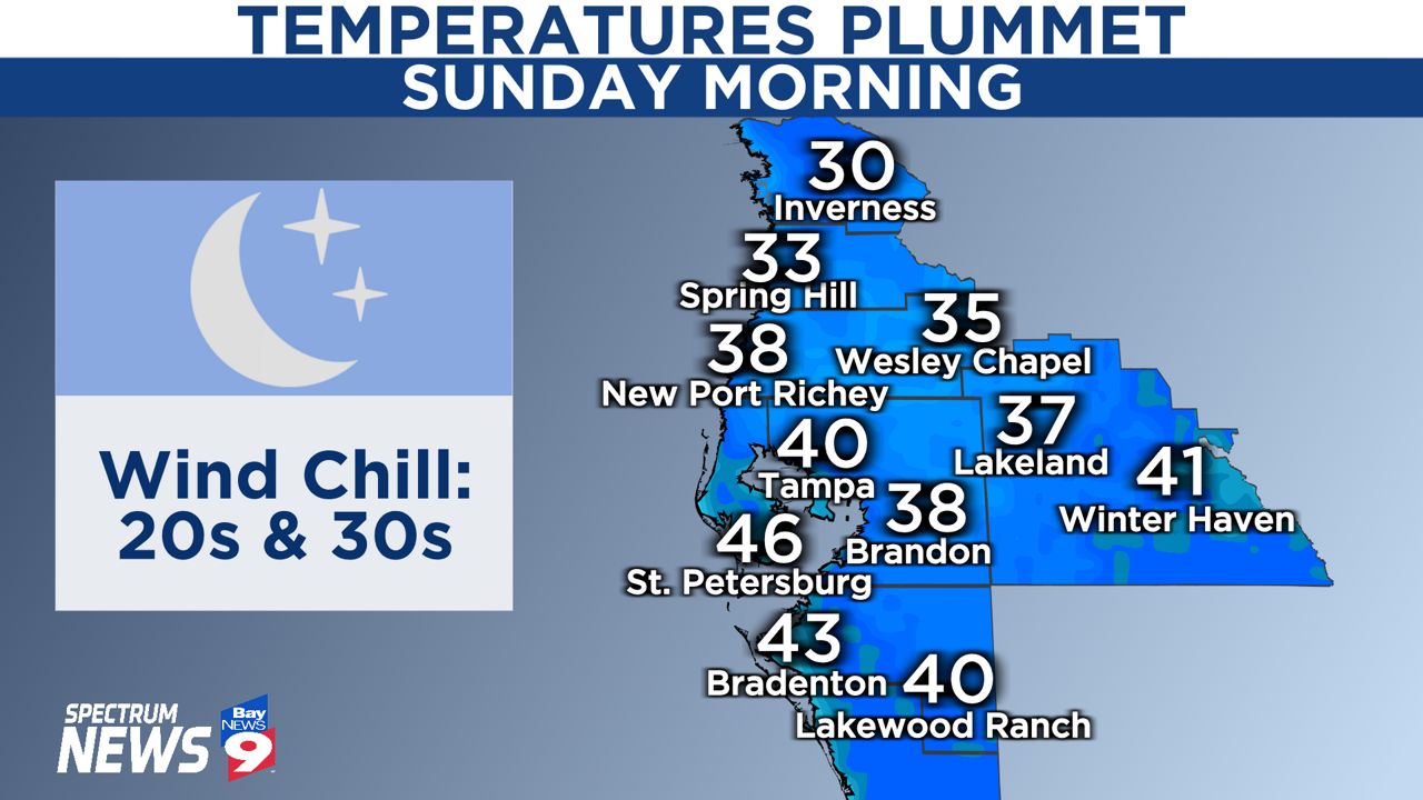 Freeze Warnings in effect for parts of the Tampa Bay area