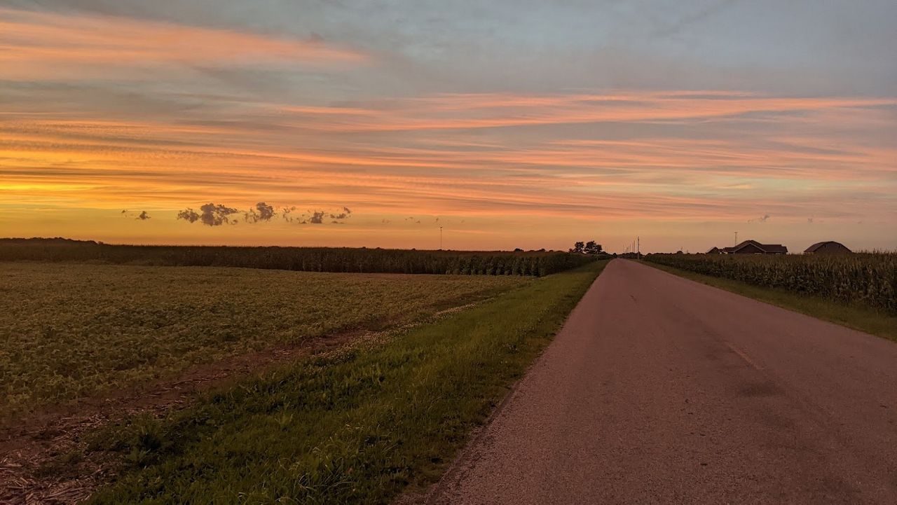 Sunset over farm