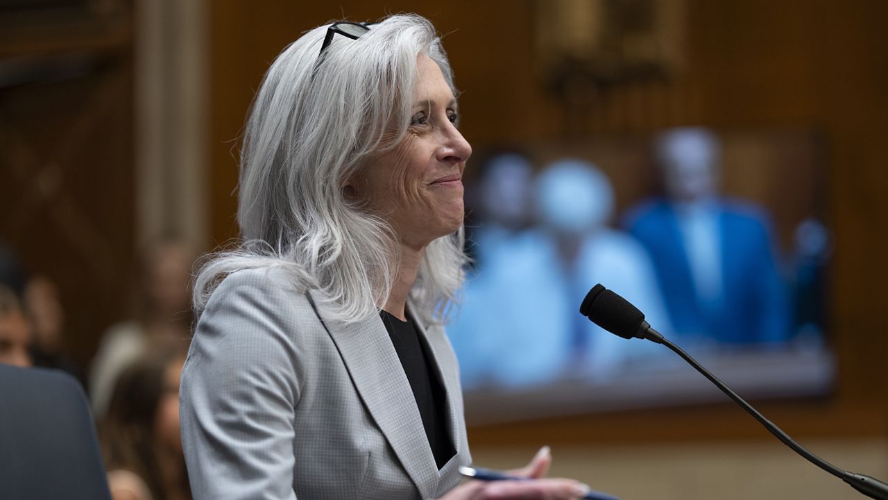 Susan Monarez, President Donald Trump's nominee to be director of the Centers for Disease Control and Prevention, arrives to testify before the Senate HELP Committee, at the Capitol in Washington, Wednesday, June 25, 2025. (AP Photo/J. Scott Applewhite)