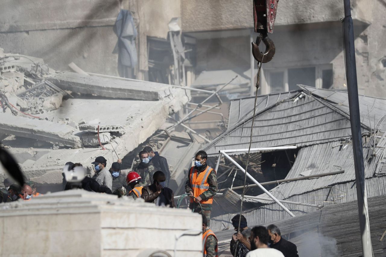 Syrian media say an Israeli airstrike on Damascus destroyed a building