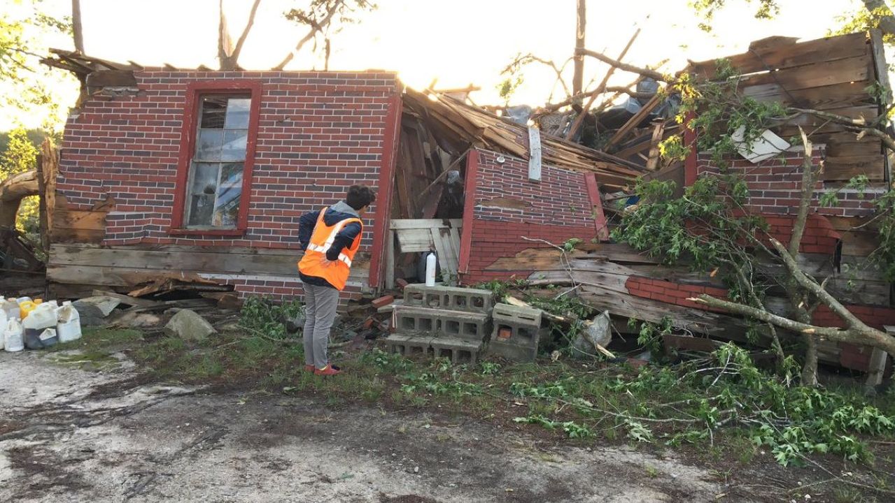 Tornado damage near Wendell