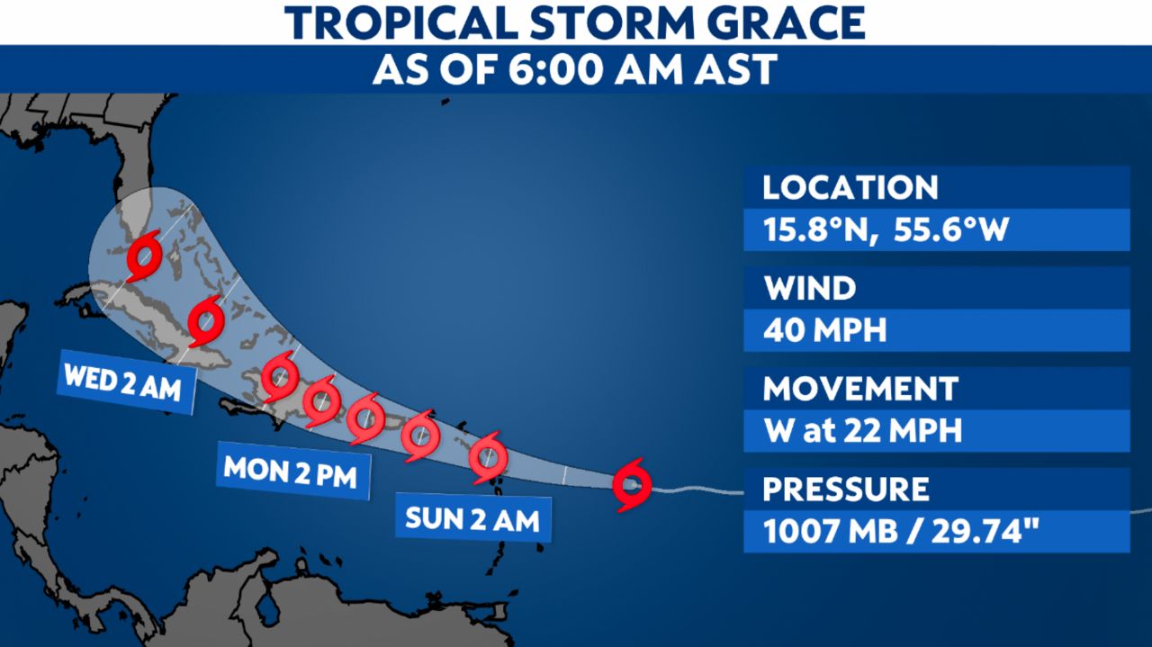 Tropical Storm Grace forms near the Leeward Islands