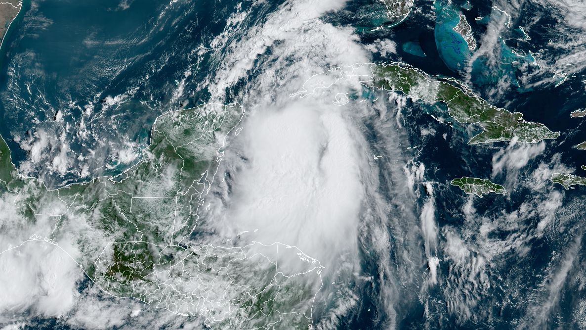 Satellite image of Tropical Storm Idalia on Monday. (NOAA)