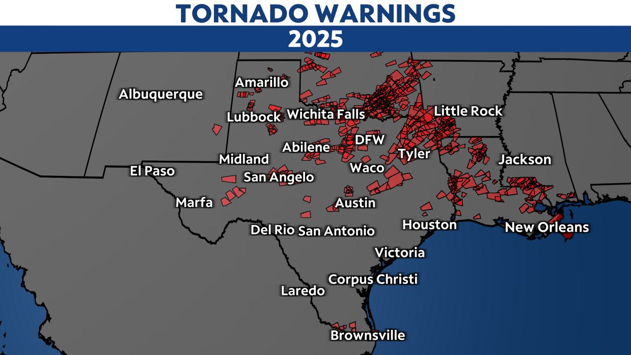 All the NWS tornado warnings issued in 2025. (Spectrum News 1)