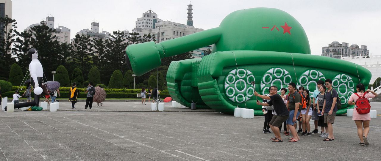 Inflatable 'Tank Man' in Taiwan marks Tiananmen protests