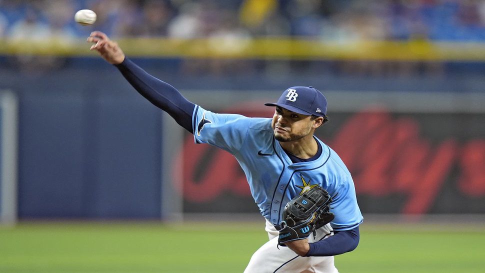Tampa Bay starting pitcher Taj Bradley gave up two unearned runs and three hits in seven innings against the Chicago Cubs on Thursday night.
