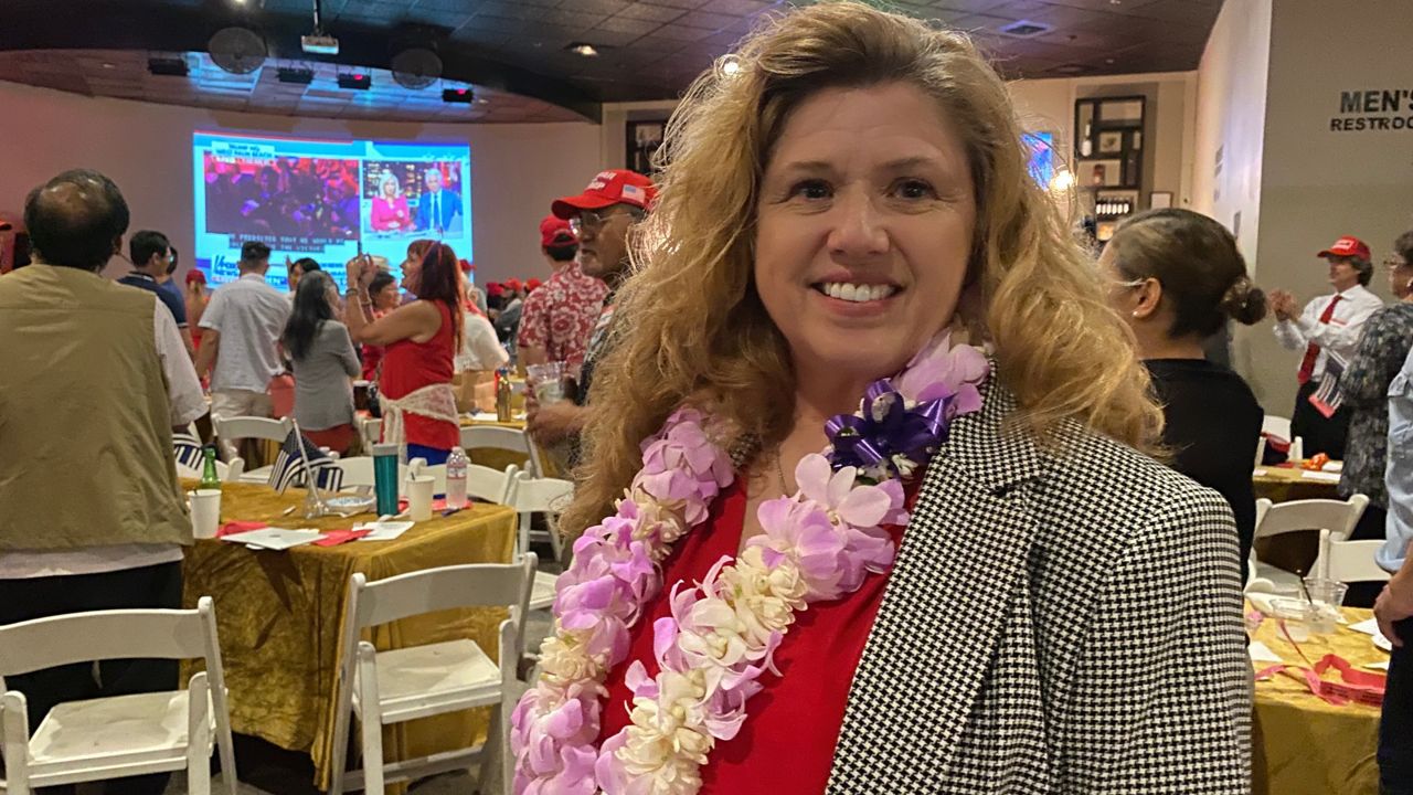 “I think we’re going to see a lot of change. People have asked what the differences between Trump and Harris are. Well, we already know,” stated Hawaii Republican State Chair Tamara McKay. (Spectrum News/Sarah Yamanaka)