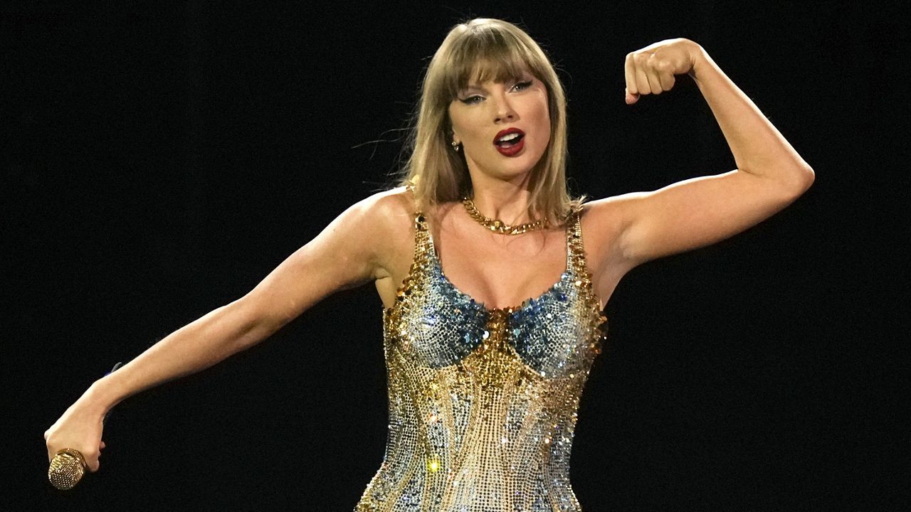 Taylor Swift performs during the opening show of the Toronto dates of The Eras Tour on Thursday, November 14, 2024. (Chris Young/The Canadian Press via AP)