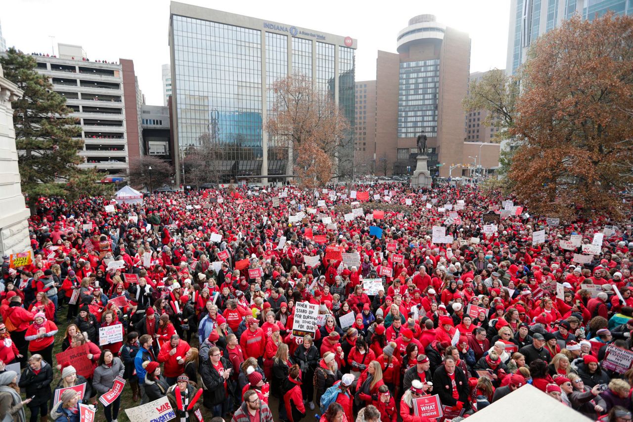 Thousands of teachers pack Indiana Statehouse for protest