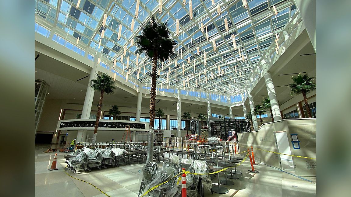 Inside Orlando International Airport's Terminal C under construction (Spectrum News/Greg Angel))