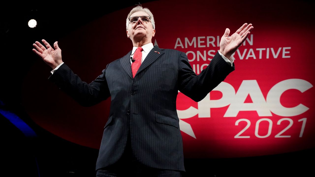 Texas Lt. Gov. Dan Patrick speaks during opening general session of the Conservative Political Action Conference (CPAC) Friday, July 9, 2021, in Dallas. (AP Photo/LM Otero)