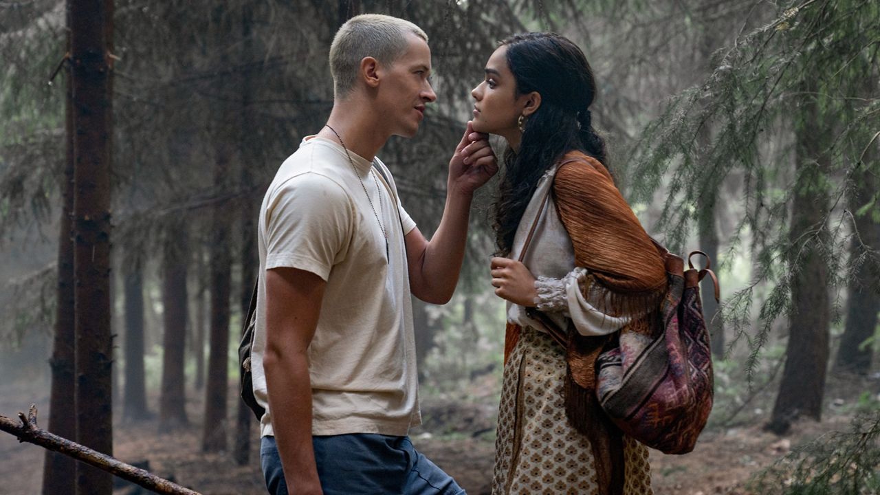 Tom Blyth as Coriolanus Snow and Rachel Zegler as Lucy Gray Baird in The Hunger Games: The Ballad of Songbirds and Snakes. (Image courtesy of Lionsgate/Murray Close)