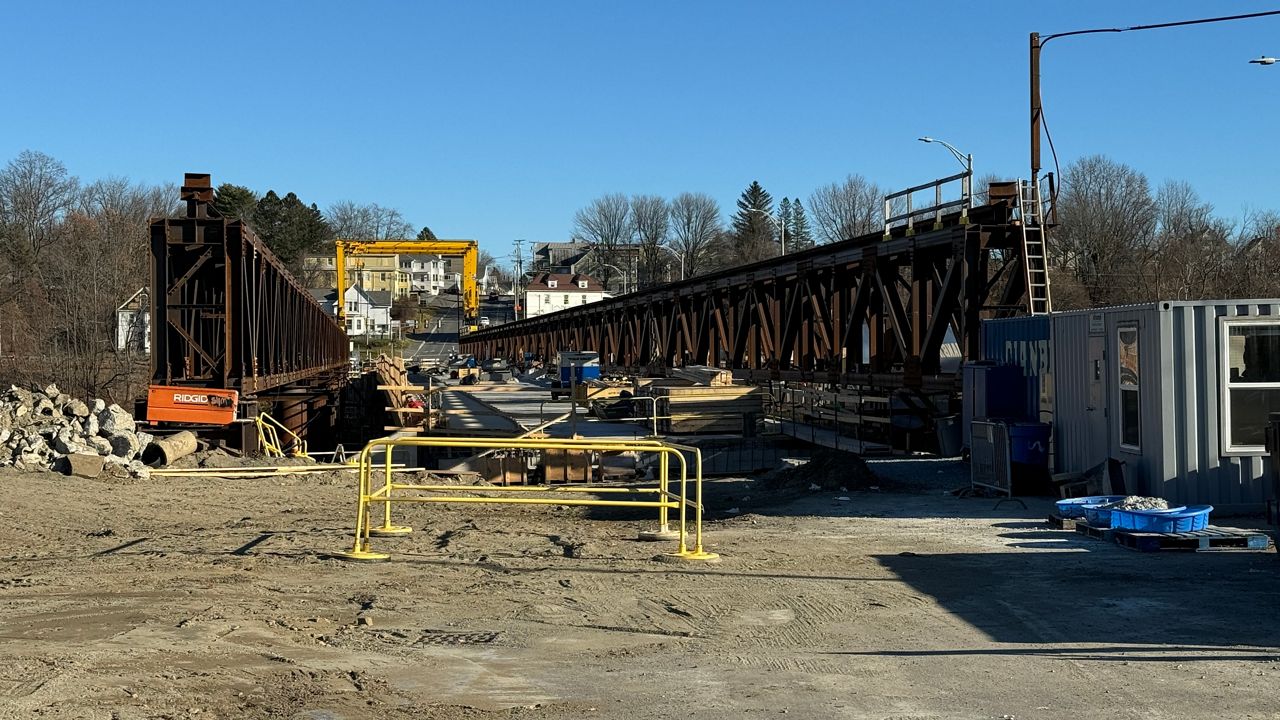 he current progress of the new Ticonic Bridge as of Sunday, Nov. 17. Crews have been working on the bridge since December 2022 and are expecting to wrap up construction by May 2027. (Spectrum News/Matthew Jaroncyk)