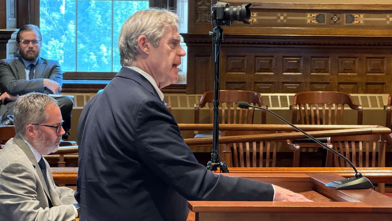 Attorney Timothy Woodcock asks the justices to overturn a decision to disqualify the transgender ballot initiative during oral arguments on Wednesday. (Spectrum News/Susan Cover)