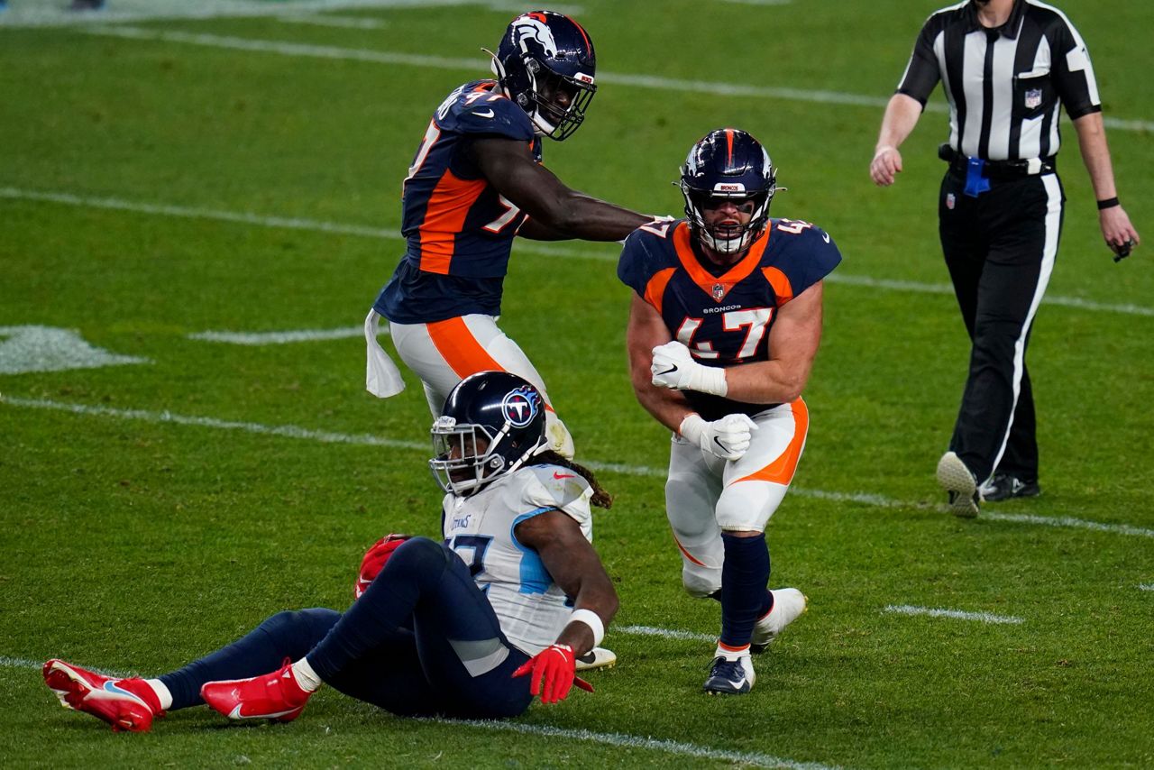 Denver Broncos linebacker Josey Jewell (47) reacts during an NFL