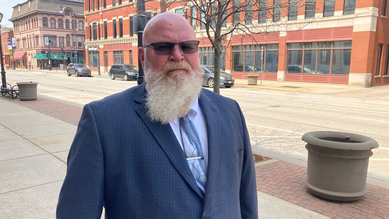 Former Illinois Correctional Lt. Todd Sheffler returns to federal court in Springfield, Ill., on April 21, 2022. Sheffler, the second of three former correctional officers to be sentenced in the beating death of a state prisoner, received a 20-year term on Monday, March 20, 2023, the same as a co-conspirator despite the judge's declaration that Sheffler was the highest-ranking officer and could have prevented them melee. (AP Photo/John O'Connor, File)