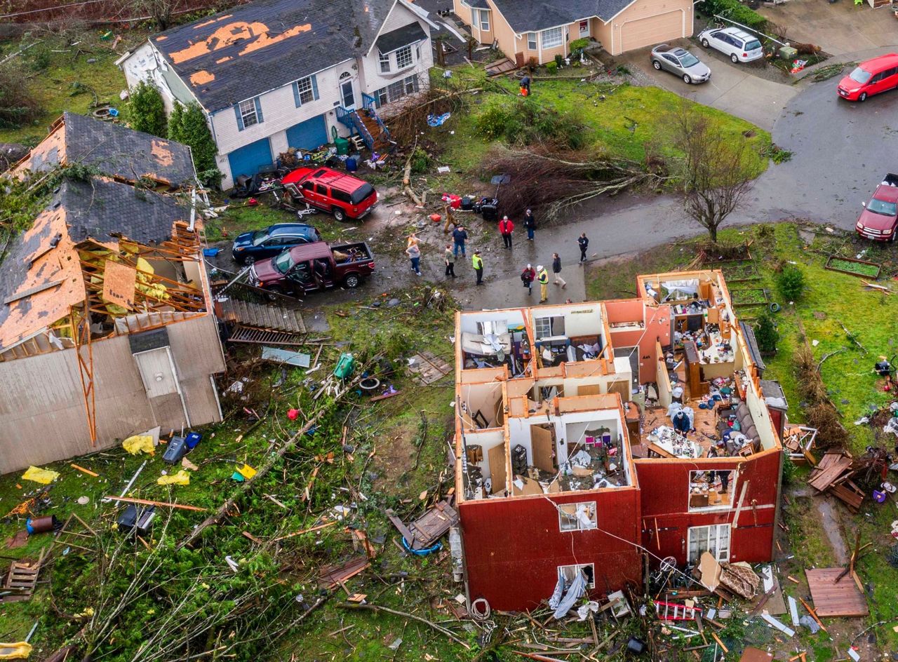 Crews assess damage from Washington state tornado