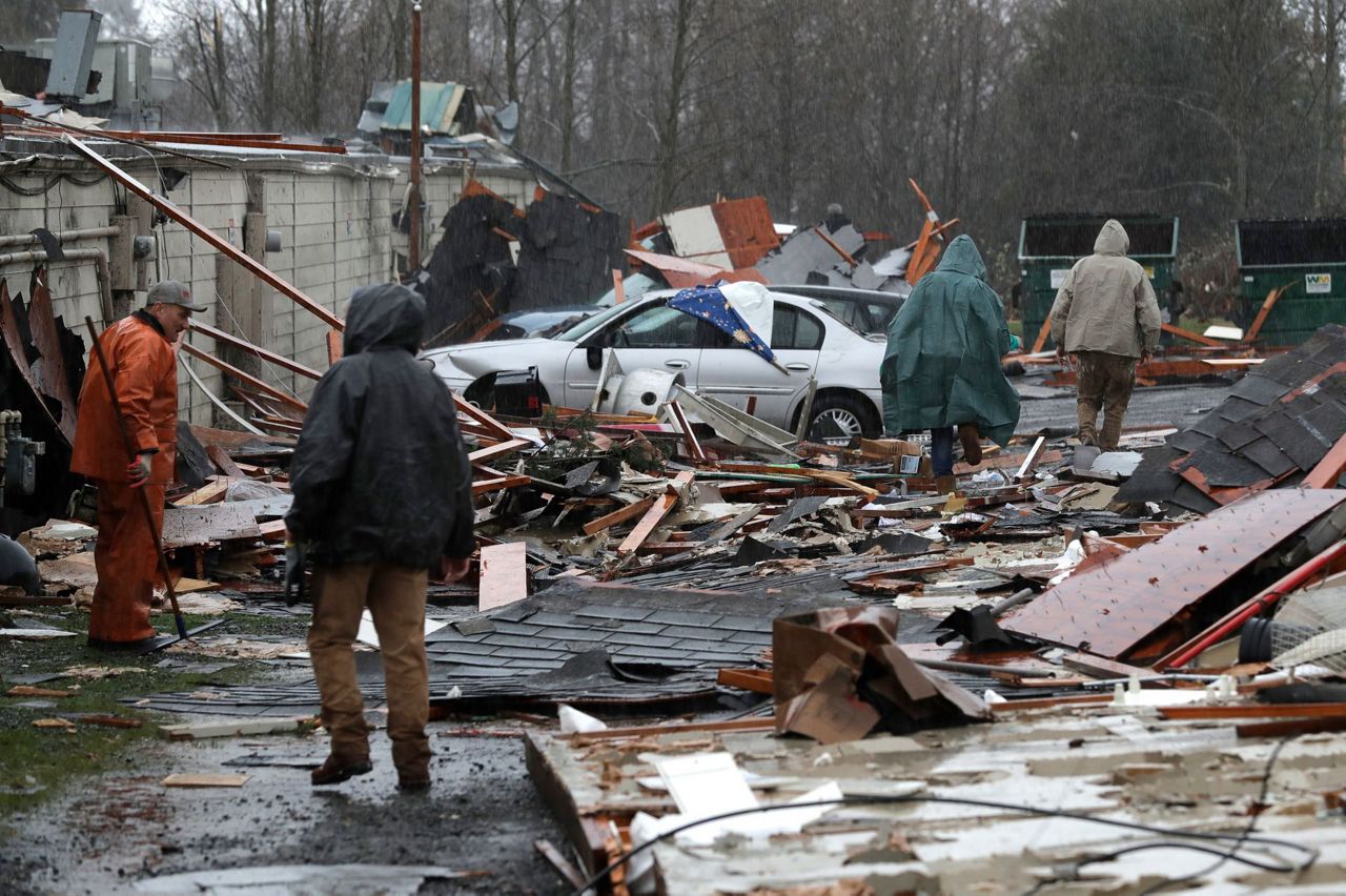 Crews assess damage from Washington state tornado