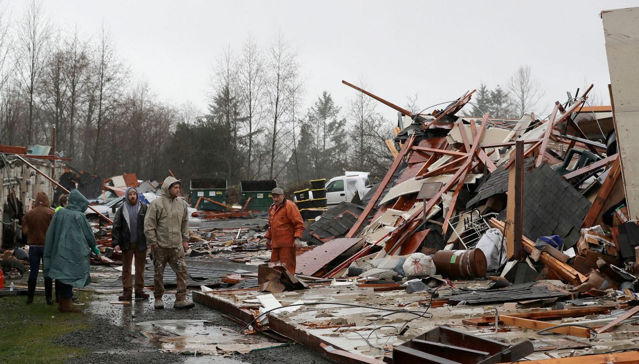 Crews assess damage from Washington state tornado